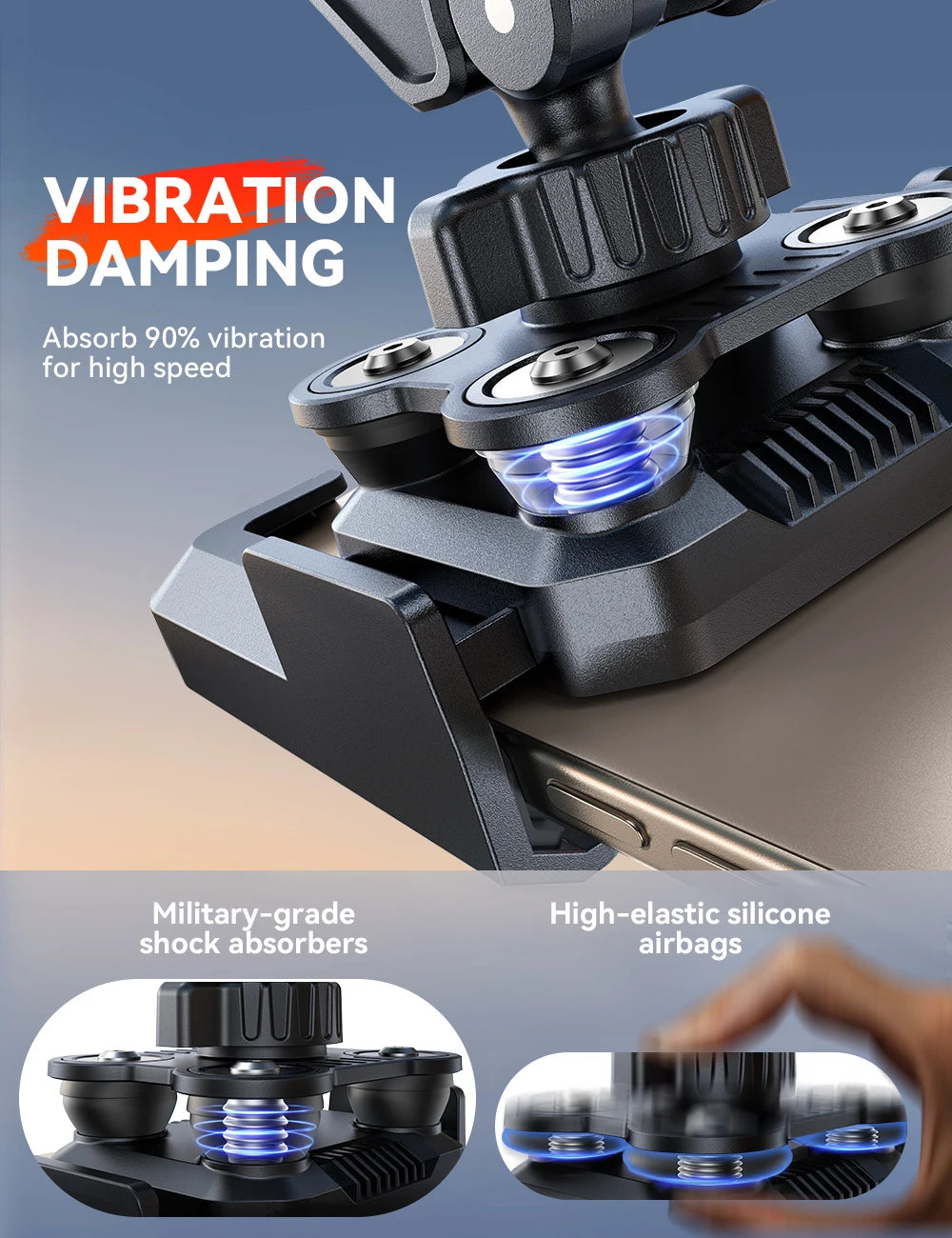 Joyroom Motorcycle Phone Mount Holder Dual Vibration Dampener Universal Bike Bicycle Phone Mount for 4.7''-7'' Phones - LKBA