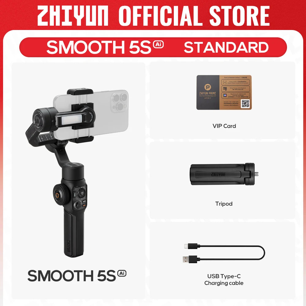 SMOOTH 5S AI Tracking Handheld Stabilizer 3-Axis Smartphone Gimbal Outdoor Gimbals - LKBA