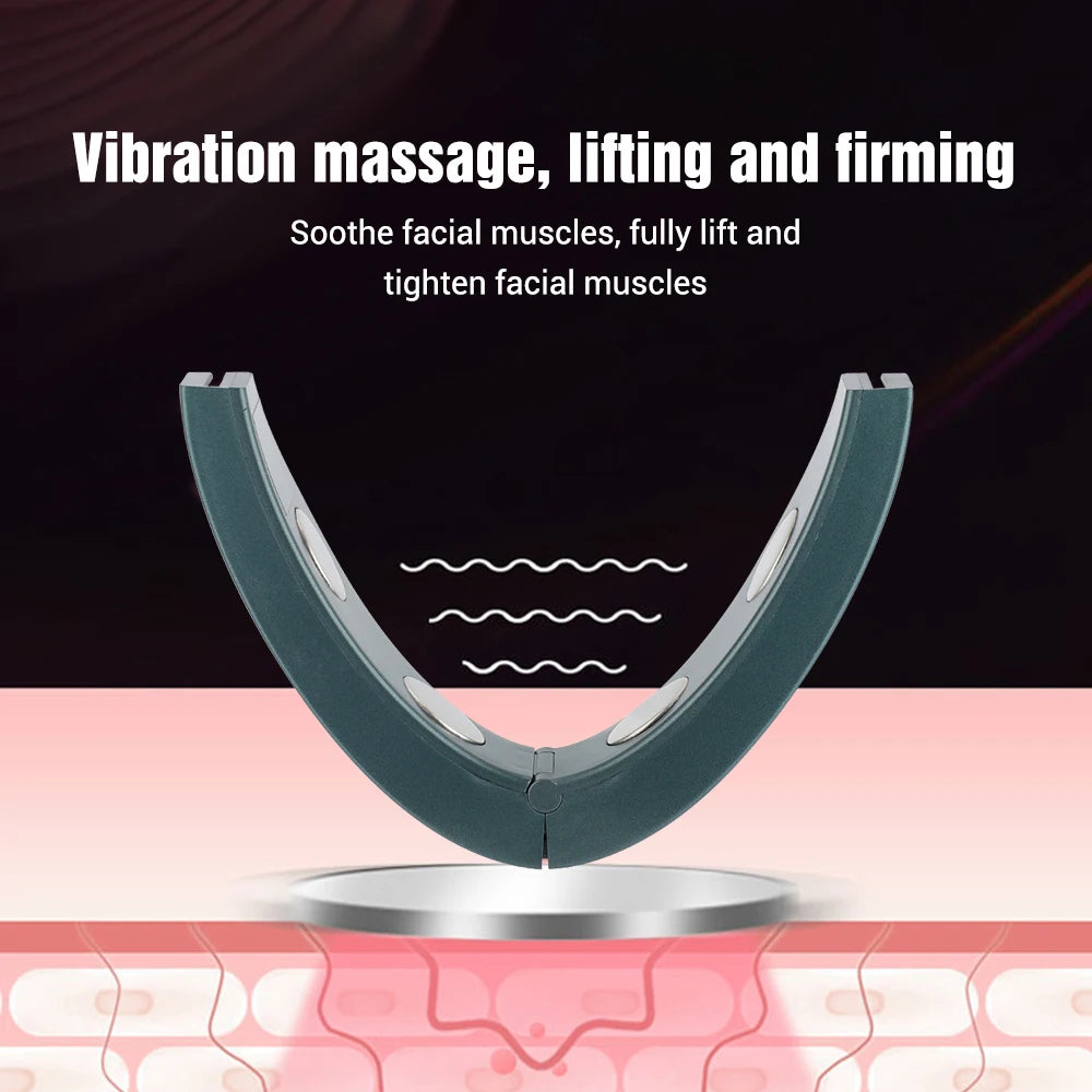 Facial Lifting Device Facial Slimming Vibration Massager Face Heating Double Chin V Shape Lift Belt Face Warm Compress Massager - LKBA