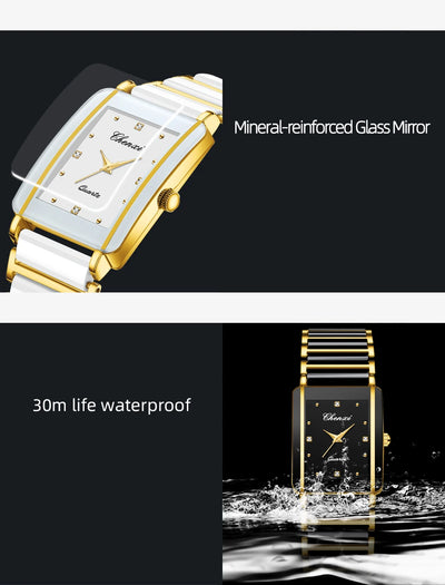 CHENXI 104A Couple's Quartz Watch Gold Black and White Ceramic Luxury Watch Men's and Women's Valentine's Day Gift Watch reloj - LKBA