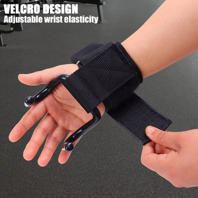 Weight Lifting Hook Grips With Wrist Wraps Hand-Bar Wrist Strap Gym Fitness Hook Weight Strap Pull-Ups Power Lifting Gloves - LKBA