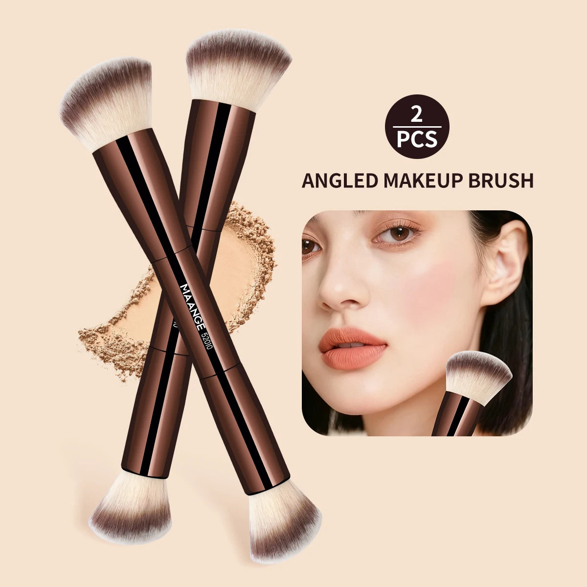 Makeup Brushes Double Head Foundation Powder Concealer Blusher Bronzer Makeup Brush Soft Fiber Hair - LKBA