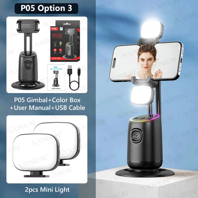 360°Rotating P05 AI Face Tracking Desktop Gimbal Stabilizer Intelligent Follow Shoot Gesture Control