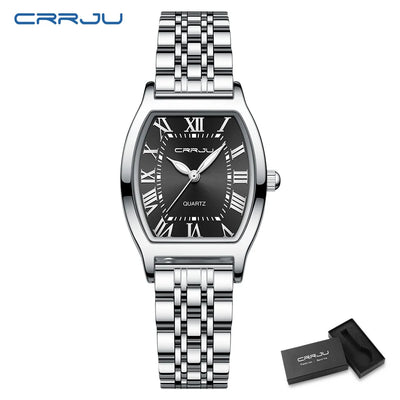 CRRJU Waterproof Women's Square Quartz Dress Watch Ladies Steel Bracelet Wristwatch Relogio Feminin - LKBA