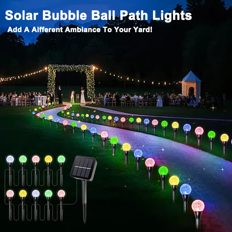 30 LED Solar Bubble Ball Lawn Lights Waterproof Solar Pathway String Light for Outdoor Garden Patios Trail Lighting Decoration - LKBA