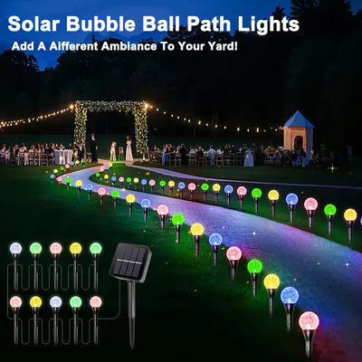 30 LED Solar Bubble Ball Lawn Lights Waterproof Solar Pathway String Light for Outdoor Garden Patios Trail Lighting Decoration - LKBA