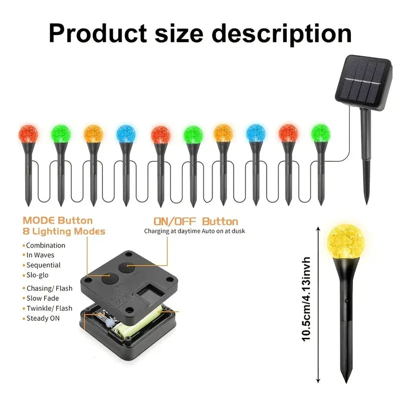 30 LED Solar Bubble Ball Lawn Lights Waterproof Solar Pathway String Light for Outdoor Garden Patios Trail Lighting Decoration - LKBA