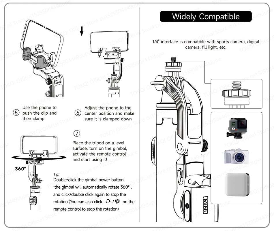 C22 AI Face Tracking Handheld Gimbal Stabilizer 360° Rotation Shoot Selfie Stick Tripod