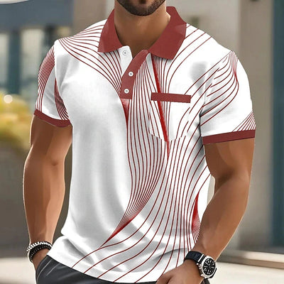 Summer Fashion Short Sleeve Men's Polo Shirts Stripe 3d Print Lapel Man Top High Quality - LKBA
