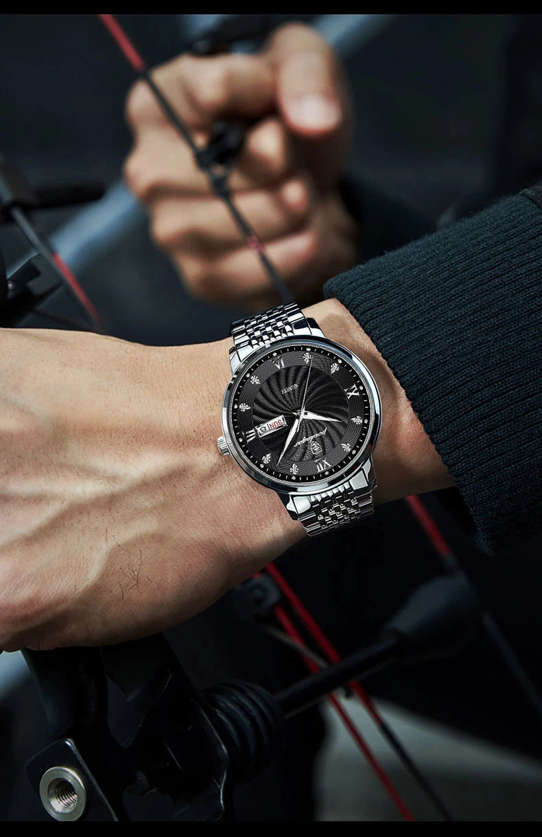 POEDAGAR Luxury Brand Man Watch Waterproof Luminous Date Week Men's Quartz Wristwatch Stainless Steel Fashion Sports Men Watches - LKBA