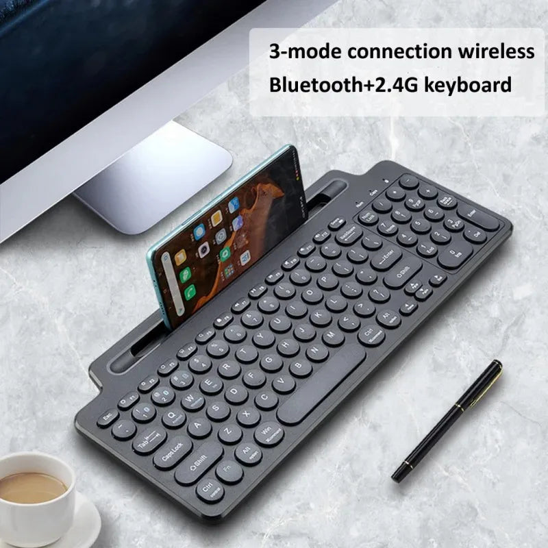 Mode Dual Bluetooth Keyboard BT5.0 3.0 2.4G Wireless Keyboard with Touchpad Gaming Keyboard with Card Slot for Laptop Tablet - LKBA