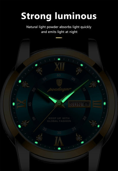 POEDAGAR Luxury Watch for Man Elegant Date Week Waterproof Luminous Men Watch Quartz Stainless Steel Sports Men's Watches reloj - LKBA