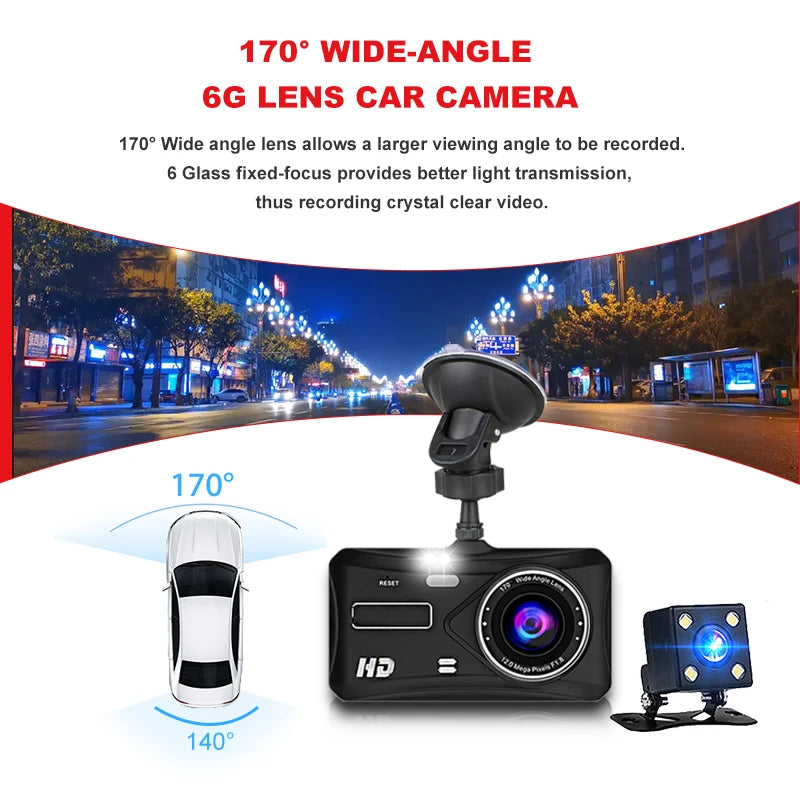 Dashcam 24H Touch Night Vision FULL HD 1080P Front And Rear Camera 4.0 Inch CAR DVR Mirror Digital Video Recorder Dvr Black Box - LKBA