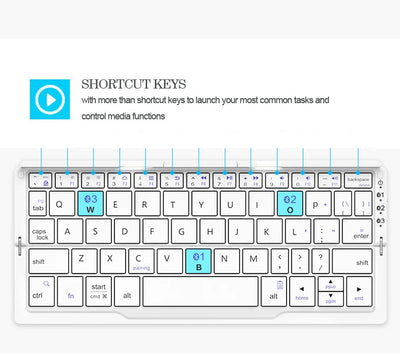 Mini Folding Bluetooth Keyboard Wireless Keypad Support 3 Devices with Stand Rechargeable Foldable Keyboard for Phone Tablet - LKBA
