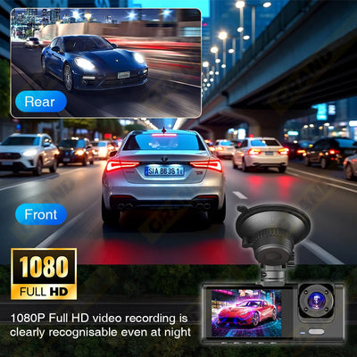 Dash Cam for Cars WIFI APP Car DVR 3 Channel Front Camera Video Recorder Rear View Camera for Vehicle Black Box Car Assecories - LKBA