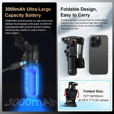 M02 Gimbal Smartphone Stabilizer 3-Axis Anti-shake Video Record Handheld Selfie Gimbals - LKBA