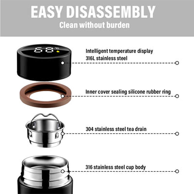 Car 500ml Smart Thermo Mug Drink Flask Temperature Display For MG ZS 5 7 6 Cyberster MG4 EV ES5 HS ONE GT GS MG3 EZS 3SW Scorpio - LKBA