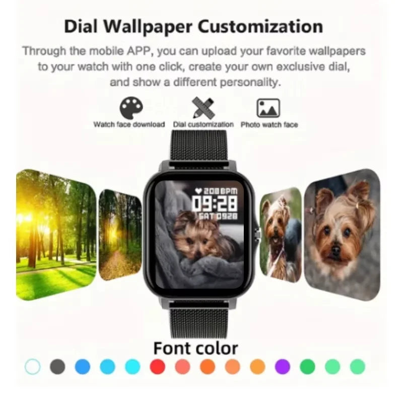 LAXASFIT 2025 Smart Watch Android IOS Bluetooth Talk Heart Rate Monitor Sleep Record Sports Smart Watch Ladies Men Gift - LKBA