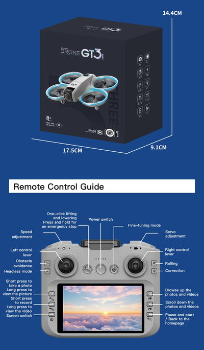 2025 GT3 RC Drone 8K 5G Professional HD Aerial Photography Obstacle Avoidance Remote Control Aircraft Dual Camera Quadcopter - LKBA
