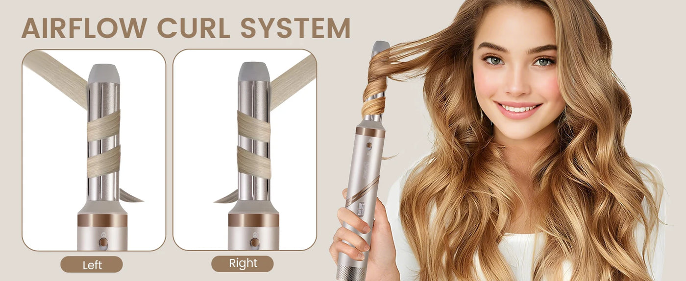 5 in 1 38000 RPM High-Speed Hair Dryer Brush Hair Styler Auto-Wrap Curlers Blow Dryer Fast Drying Multi Hot Air Brush - LKBA