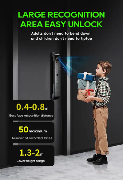 SANKESONG Tuya 3D Face Recognition Smart Lock with Security Camera Digital Electronic Intelligent Fingerprint Lock Dual Battery - LKBA