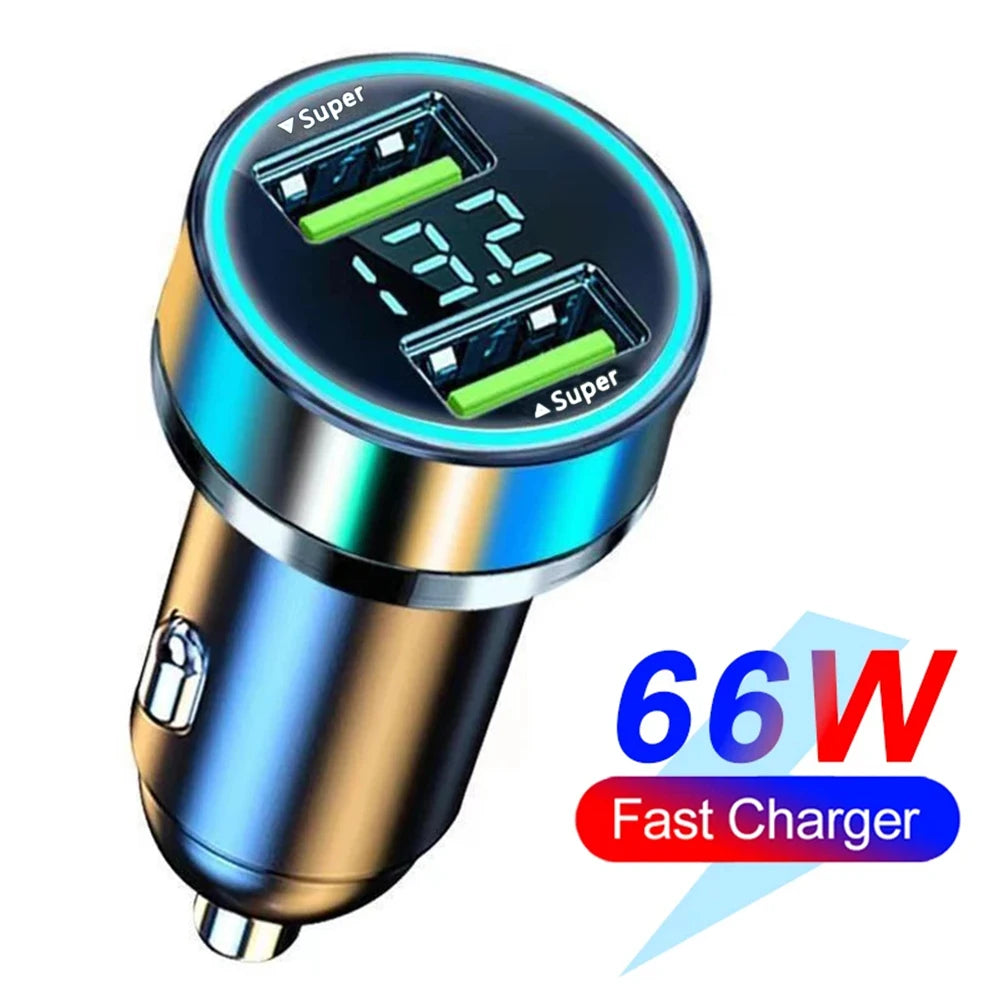 250W PD Car Charger QC3.0 Fast Charge two to Six Port Car Cigarette Lighter Plug Car Charger Flash Charge with Digital Display - LKBA