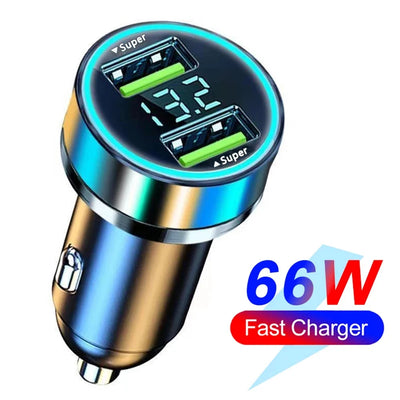 250W PD Car Charger QC3.0 Fast Charge two to Six Port Car Cigarette Lighter Plug Car Charger Flash Charge with Digital Display - LKBA