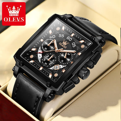 OLEVS Top Brand Male Watches Square Quartz Watch Watch For Men Waterproof Leather Strap Sport Clock Male Relogio Masculino