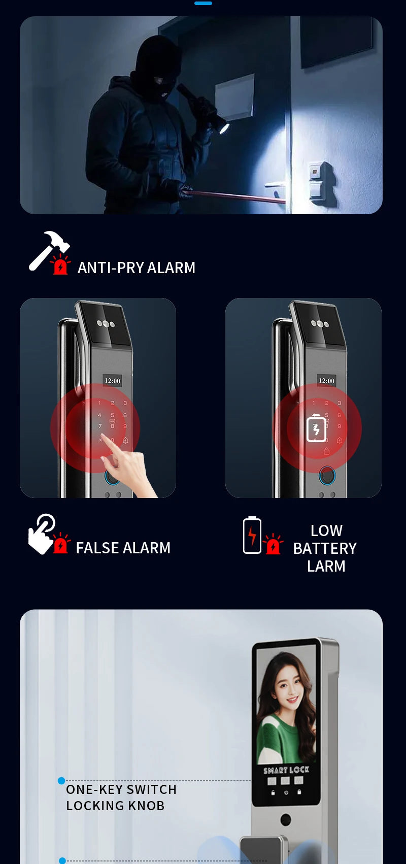 XSDTS Wifi Tuya APP Face Recognition Smart Door Lock with Camera Video Call Voice Intercom Digital Door Lock Automatic Door Lock - LKBA