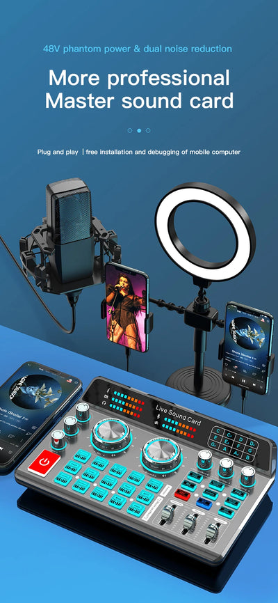 Live Sound Card for Mobile & Computer Universal Recording Mic Head Dedicated for Singing and Live Streaming - LKBA