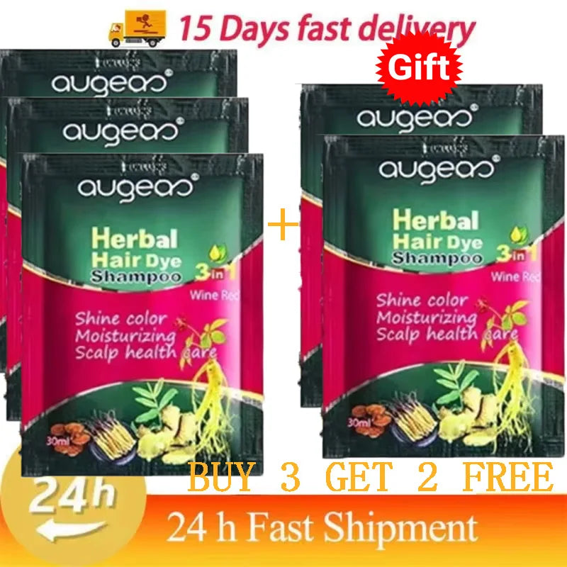 Pure Natural Herbal Hair Dye Shampoo 5 Minutes Change Hairs Color Non-irritating Repair Gray White Fashion Hair Care Women Men - LKBA
