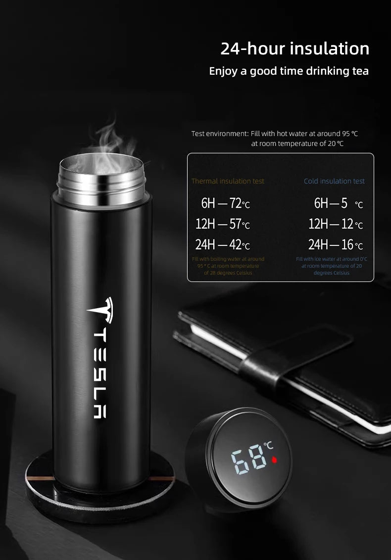 Coffee thermos leak proof car vacuum bottle travel portable thermos cup For Tesla Model 3 Y S X Cybertruck Juguete Roadster - LKBA
