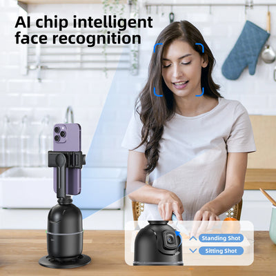 360°Auto Smart Face Tracking AI Gimbal Desktop Cell Phone Holder Tripod for Camera Vlog Live - LKBA