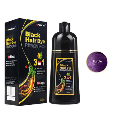 100ml/500ml Hair Dye Shampoo 3in1 Darkening Hairs Instant Gray To Black Polygonum Multiflorum Natural Coloing Cover Men Women - LKBA