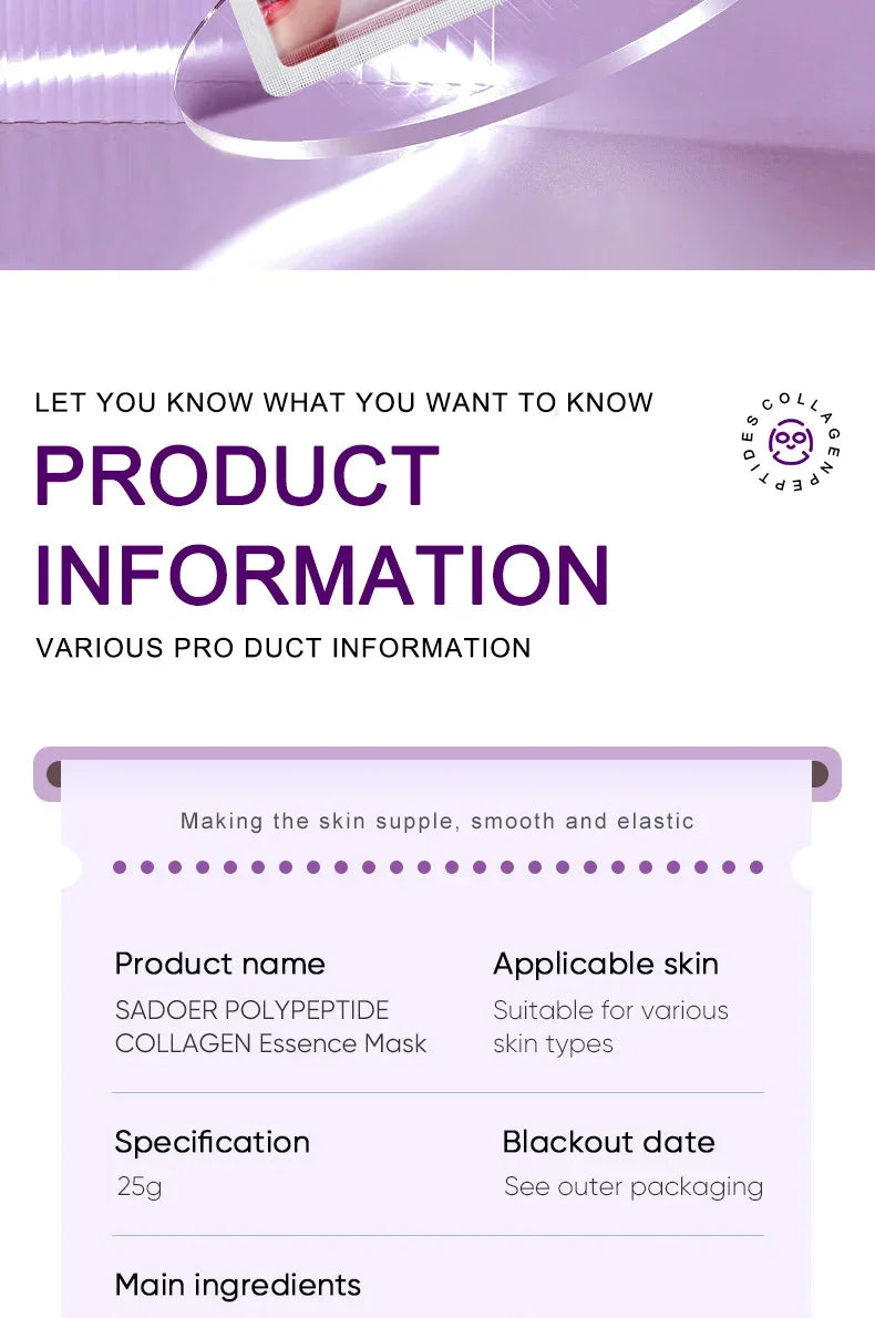 Collagen Anti-Wrinkle Facial Mask Anti-Aging Fade Fine Lines Firm Skin Moisturizing Brightening Smooth Skin Care Korean Cosmetics - LKBA