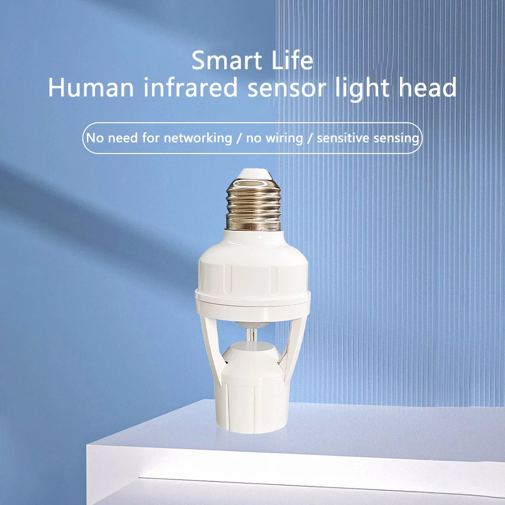 Smart E27 PIR Motion Sensor Light Switch 110V 220V Detector Base Lamp Holder Lux Time Delay Adjust Control Bulb Socket - LKBA