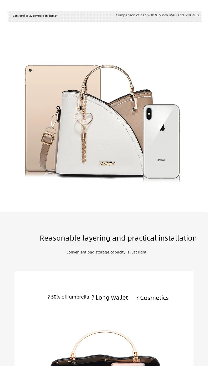 Trendy High-end Feel Women's Shoulder Bag 2021 New Color Blocking Large Capacity Fashionable Single Shoulder - LKBA