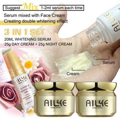 AILKE Lightening Facial Skin Care Cream With Glutathione, Reduce Dark Spots, Improve Dull Skin, Moisturizing Face Clean Set - LKBA