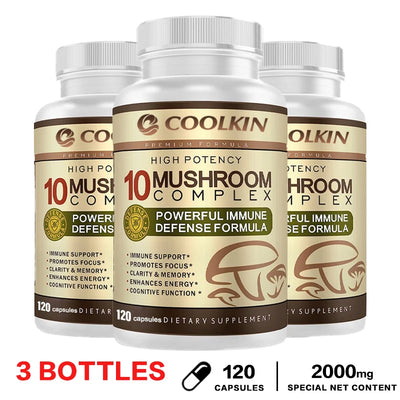10 Mushroom Complex - Boost Energy, Improve Brain Function, Enhance Memory and Concentration, and Boost Immunity - LKBA