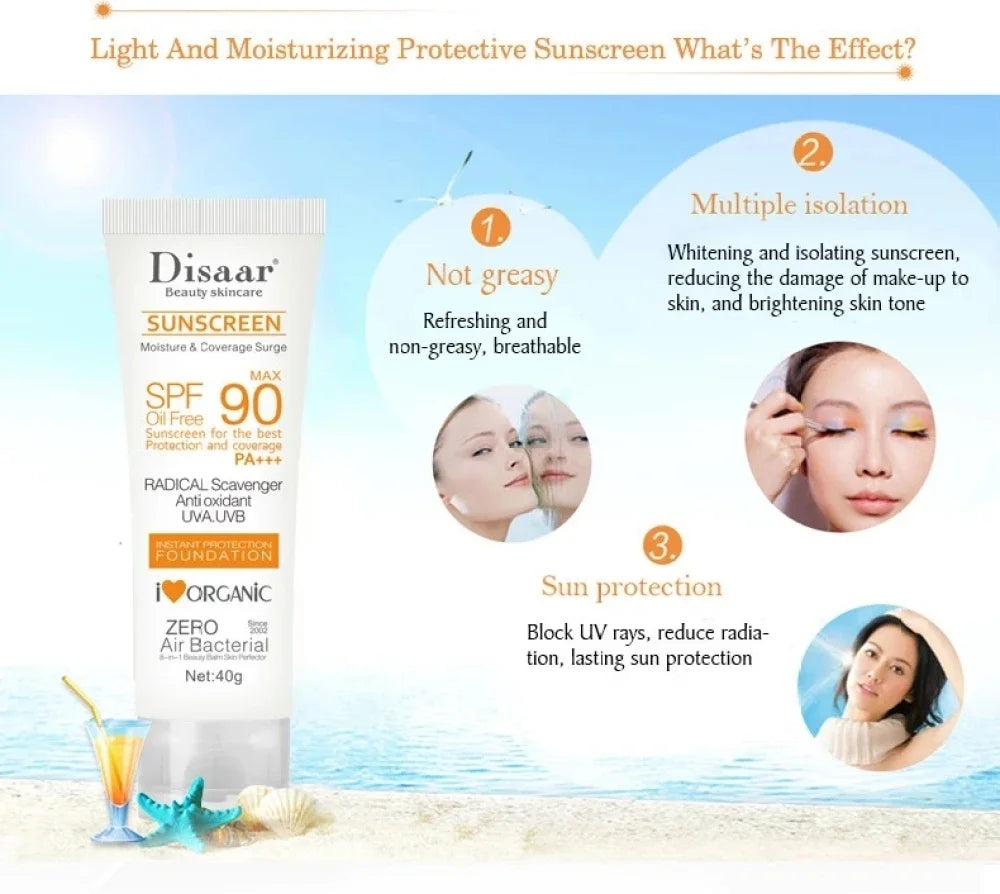 Facial Body Sunscreen Whitening Sun Cream SPF 90 Moisturizing Anti-Aging Oil-control Dust Oil Control Skin Care - LKBA