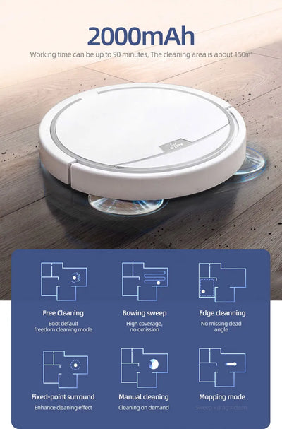 Automatic App Control Vacuum Cleaner Household Floor Sweeper Water Tank Wet Dry Electric Mop Robot Vacuum Cleaning Machine - LKBA
