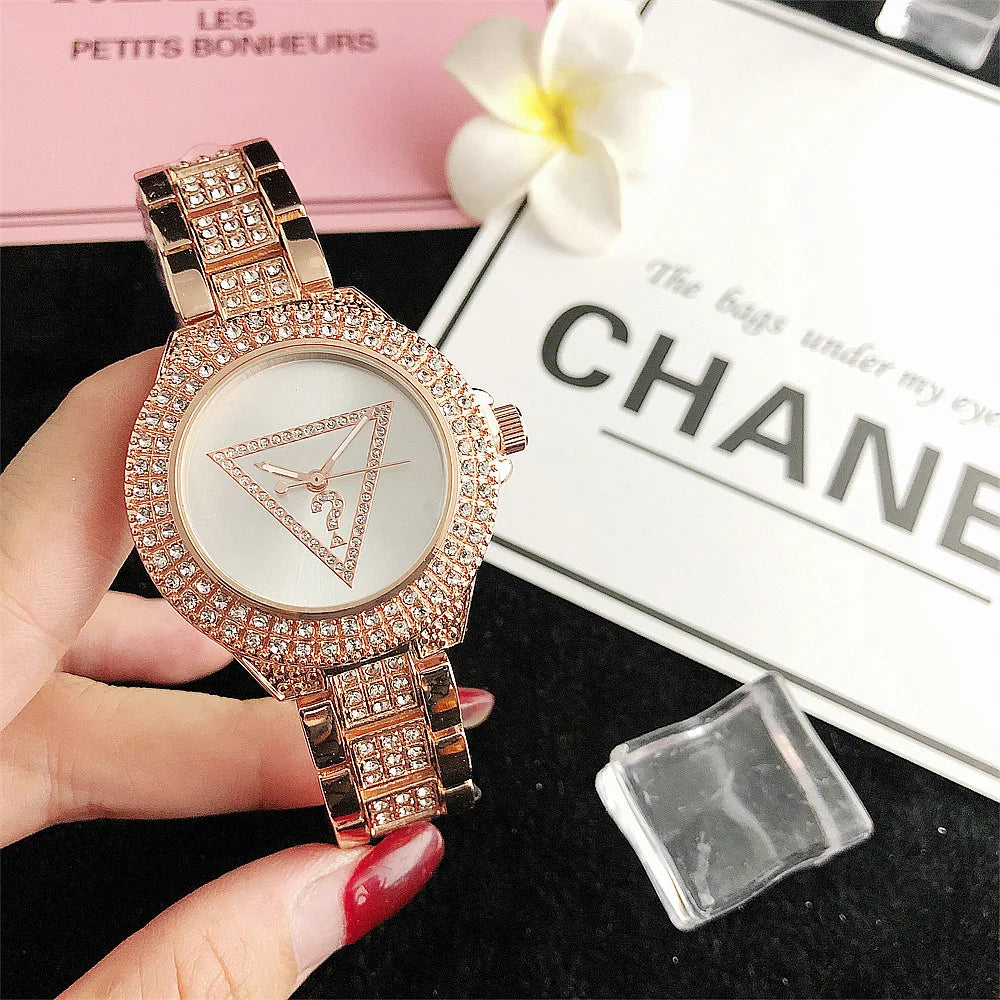 Alloy Steel Bar Inlaid Diamond Watch, Japanese Movement Watch, Fashionable Waterproof Watch, Quartz Watch, Korean Version Fashio - LKBA