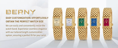 BERNY Gold Watch for Couple Luxury Women/Men Wristwatch Waterproof Golden Clock Quartz Stainless Steel Fashion Men Ladies Watch - LKBA