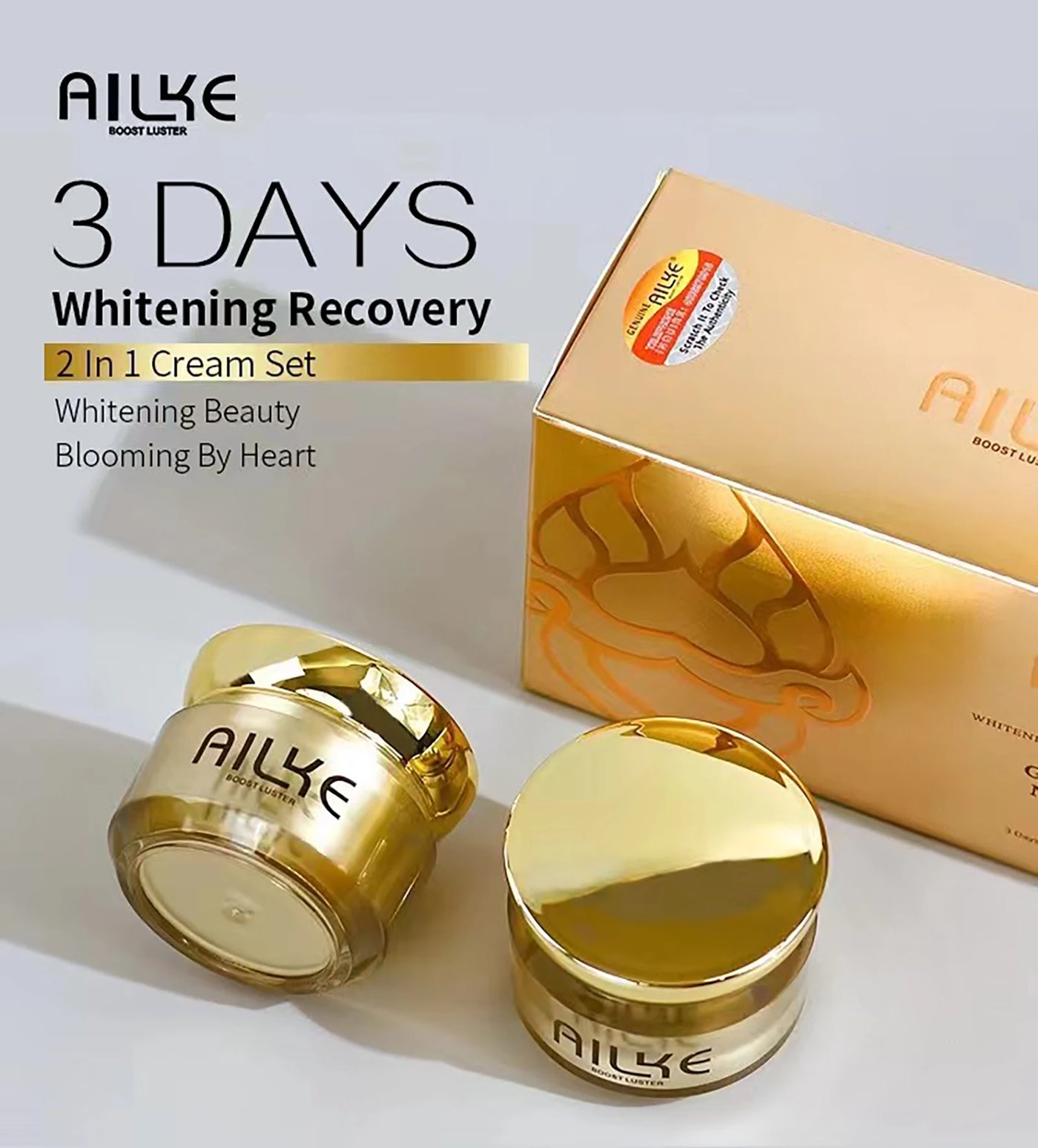 AILKE Lightening Facial Skin Care Cream With Glutathione, Reduce Dark Spots, Improve Dull Skin, Moisturizing Face Clean Set - LKBA