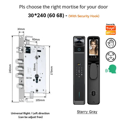 Real Time Intercom Palm Vein Recognition Intelligente Tuya Wifi  3DFace Unlock Outdoor Front Smart Digital Door Lock With Camera - LKBA
