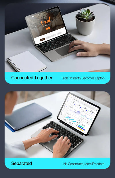 Foldable Bluetooth 5.0 Keyboard with Touchpad & Phone Holder for Phones Tablets PC iOS Android Windows Mac - LKBA