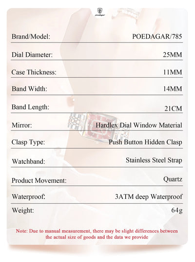 POEDAGAR Luxury Rectangle Watch For Woman Waterproof Calendar Simple Ladies Watch Fashion Stainless Steel Quartz Women's Watches - LKBA