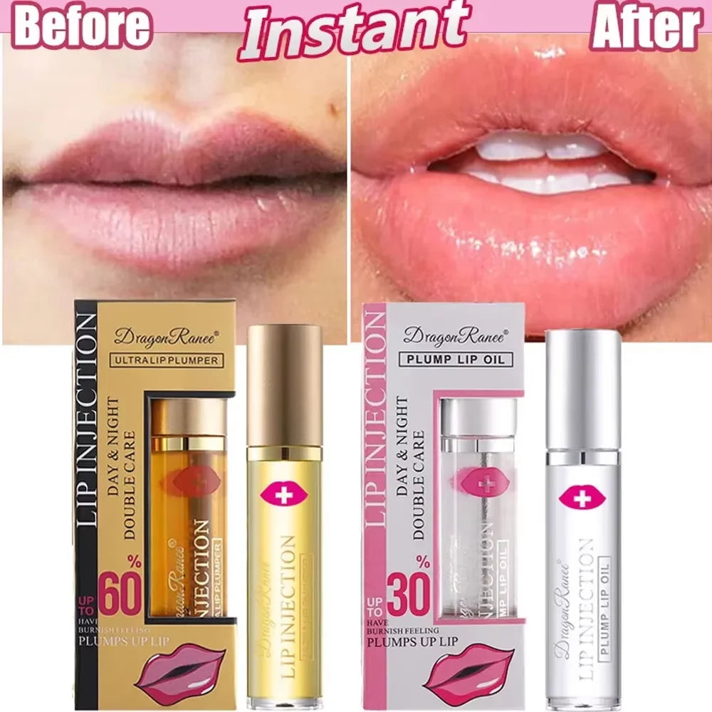 Instant Volumising Lip Plumper Oil Lip Enhancer Lip Gloss Plumping Serum Moisturizing Anti-Wrinkle Lipstick Sexy Lip Care Makeup - LKBA