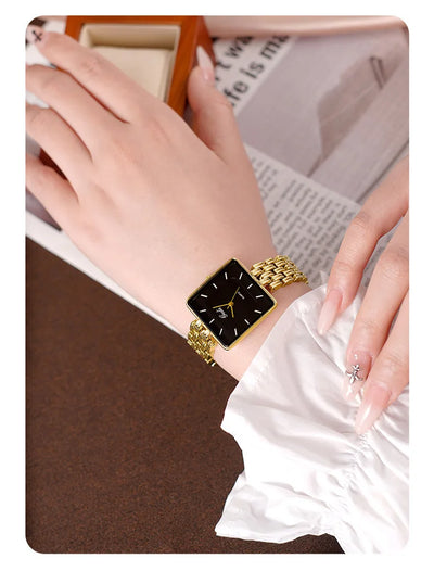 Men Watch Business Simple Square Couple Watches Waterproof Stainless Steel Premium Ultra Thin Women Fashion Quartz Wristwatches - LKBA