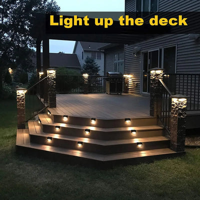 4-32pack Warm White Solar LED Step Lights Waterproof Outdoor Garden Path Stair Balcony Night Light Patio Fence Light Decoration - LKBA